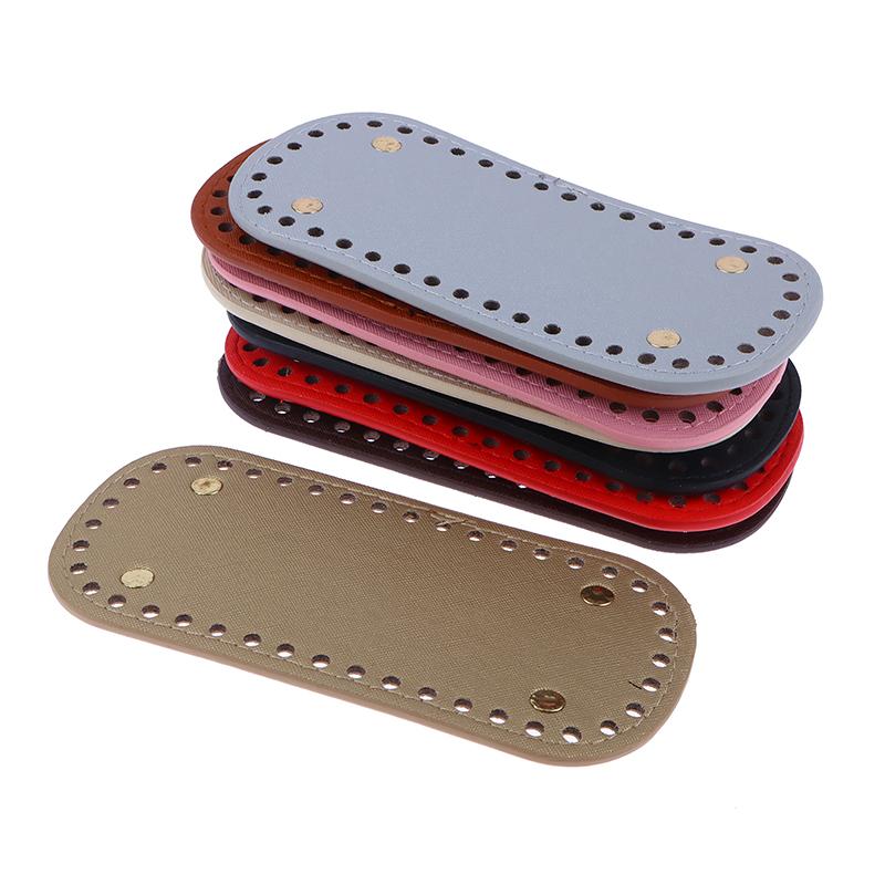 1Pc 8X18Cm Oval Long Bottom For Knitted Bag Pu Leather Bag Handmade Bottom With Holes Diy Crochet Bag Bottom Accessories