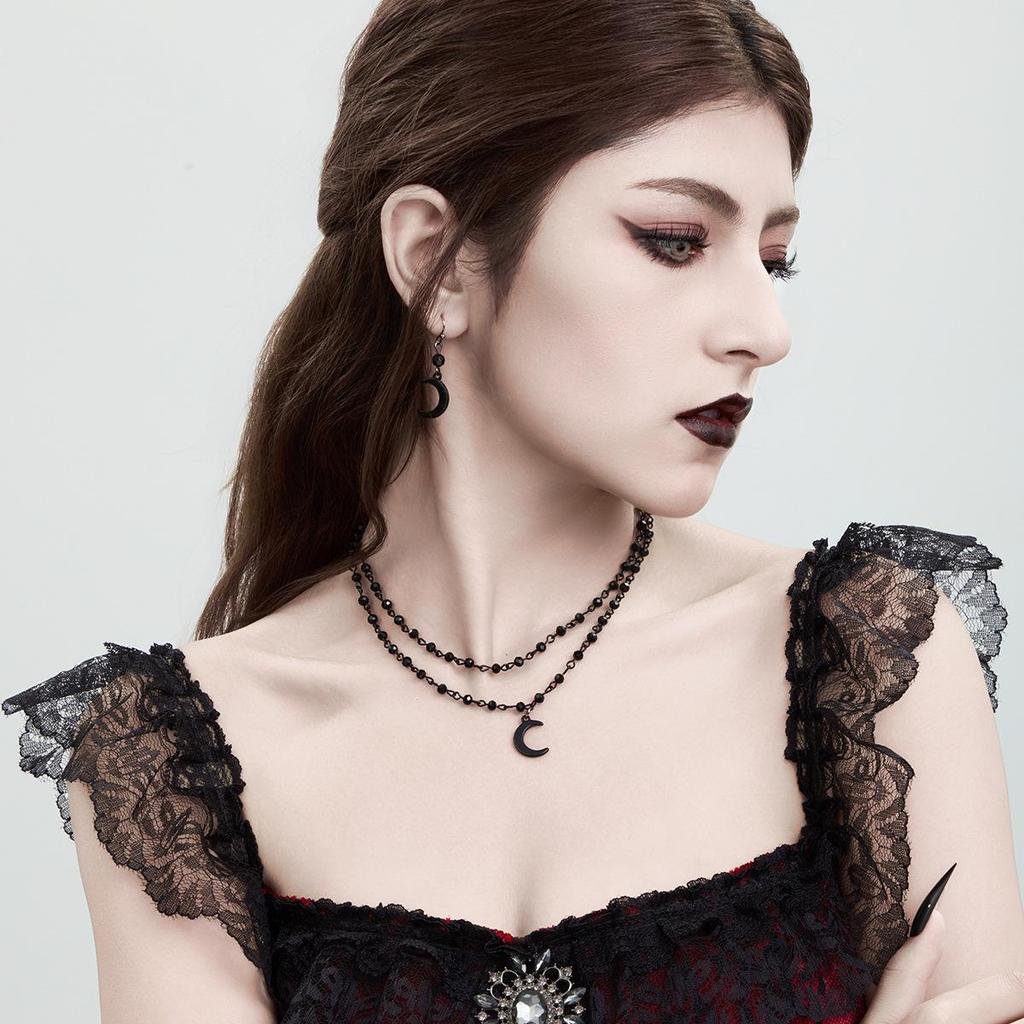 Европейско-американское многослойное колье-чокер с кристаллами и бусинами: Аксессуар в холодном стиле