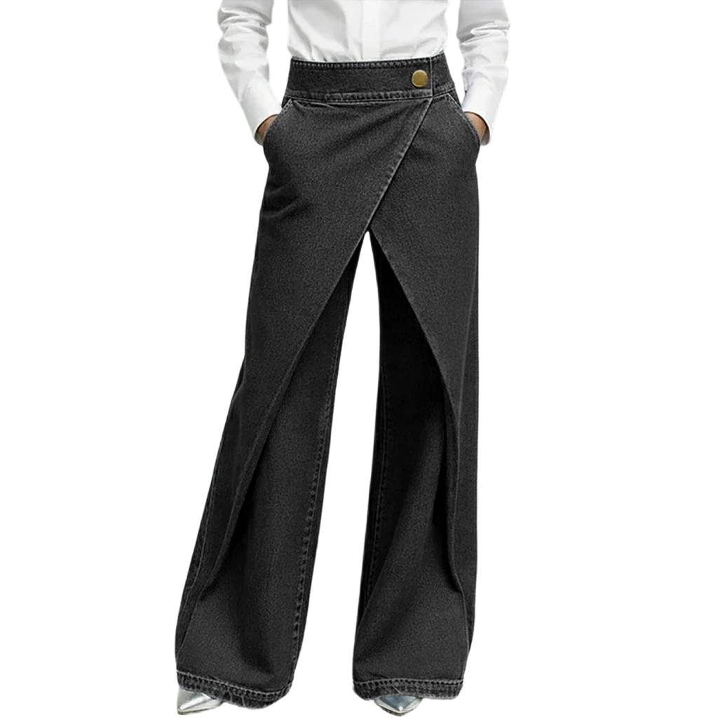 Женские Цветные Весенние Модные Джинсовые Брюки с Карманными Пуговицами