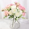 Pink Silk Peony Artificial Flowers Rose Wedding Home Decor High Quality Big Bouquet Foam Accessories Craft White Fake Flower 