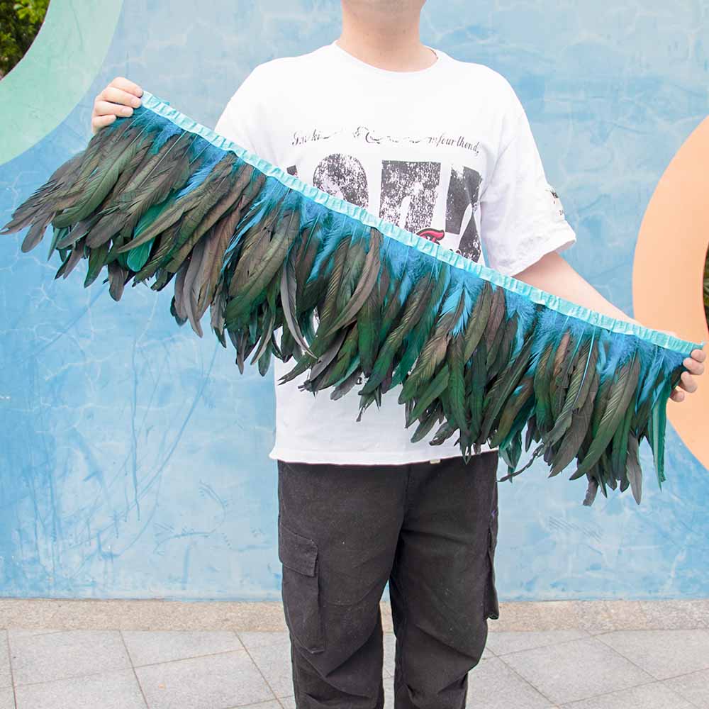 1 метр Натуральная красная петушиная хакл перьевая отделка бахрома 10-12 дюймов Свадебный карнавал украшение для вечеринки DIY одежда для шитья поделки