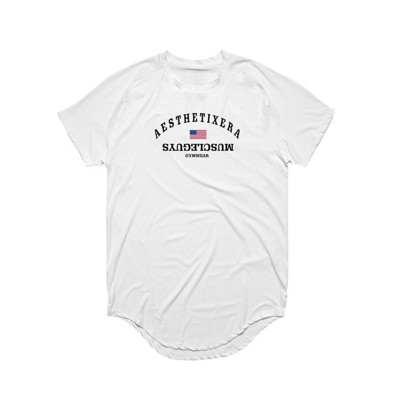 Muscleguys, летняя одежда, мужская спортивная повседневная футболка для фитнеса, быстросохнущая, дышащая и крутая, с короткими рукавами