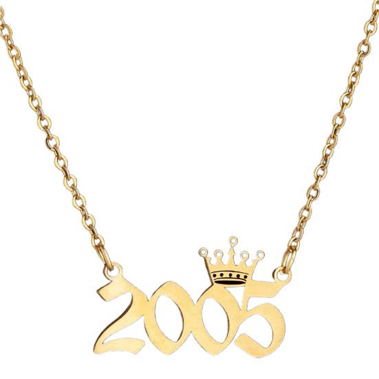 Year Necklace Lobster Clasp Smooth Surface Stainless Steel Chic Lobster Clasp Birth Year Necklace Charm Gift