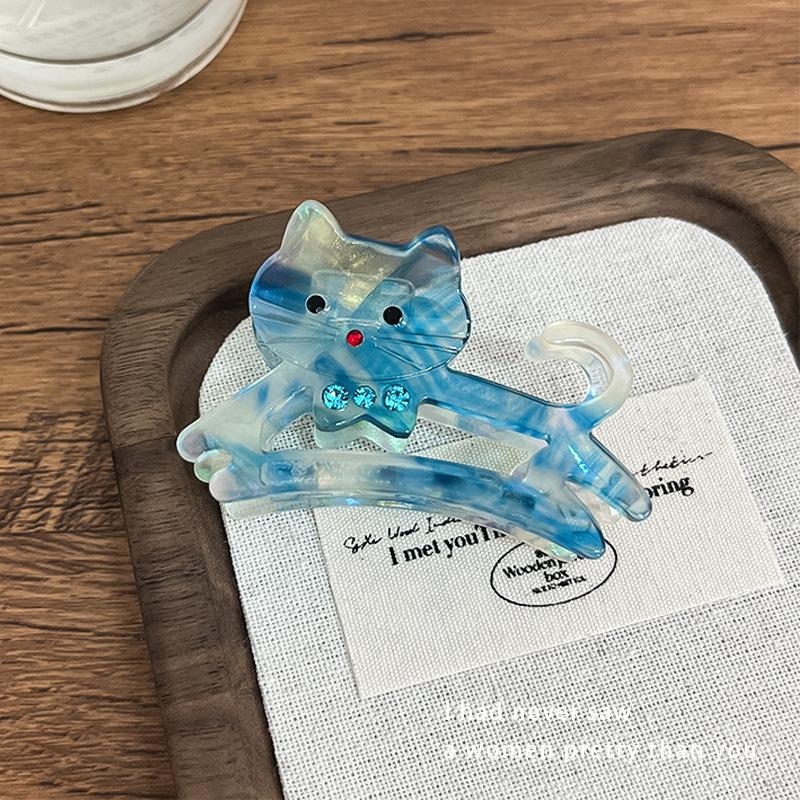 New Cute Acetate Cat Hair Claws Vintage Rhinestone Shark Clip Hairpins Hair Clip Clamps Fashion Headwear Girls Hair Accessories