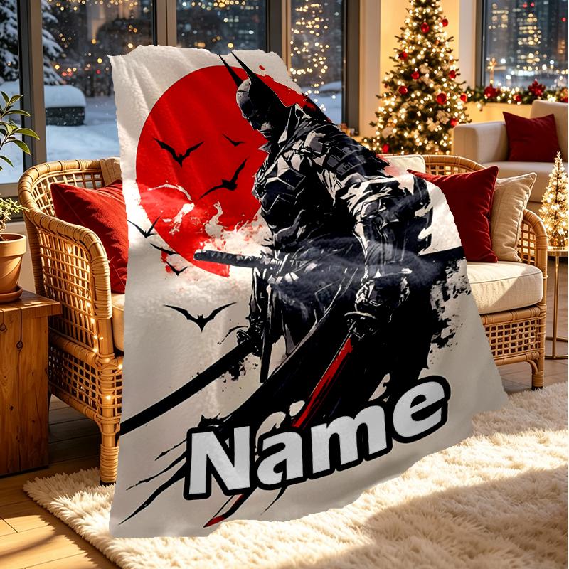 Custom Name Personalized Batman Print Blanket, Home Decor, Bedroom, Sofa, Camping, Couch, Gifts for Birthday Christmas
