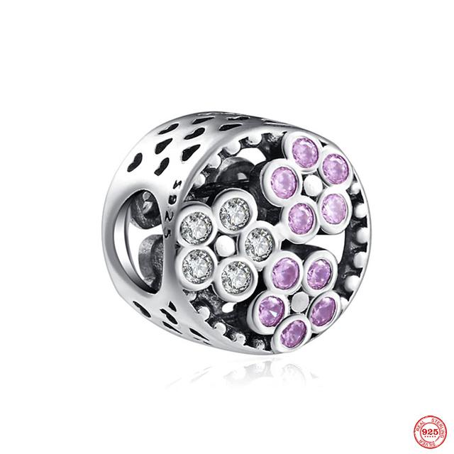 Новый розовый кулон в форме бабочки с цветком, подвеска из бисера, модный оригинальный браслет из стерлингового серебра 925 пробы для женщин, ювелирные изделия своими руками, подарок