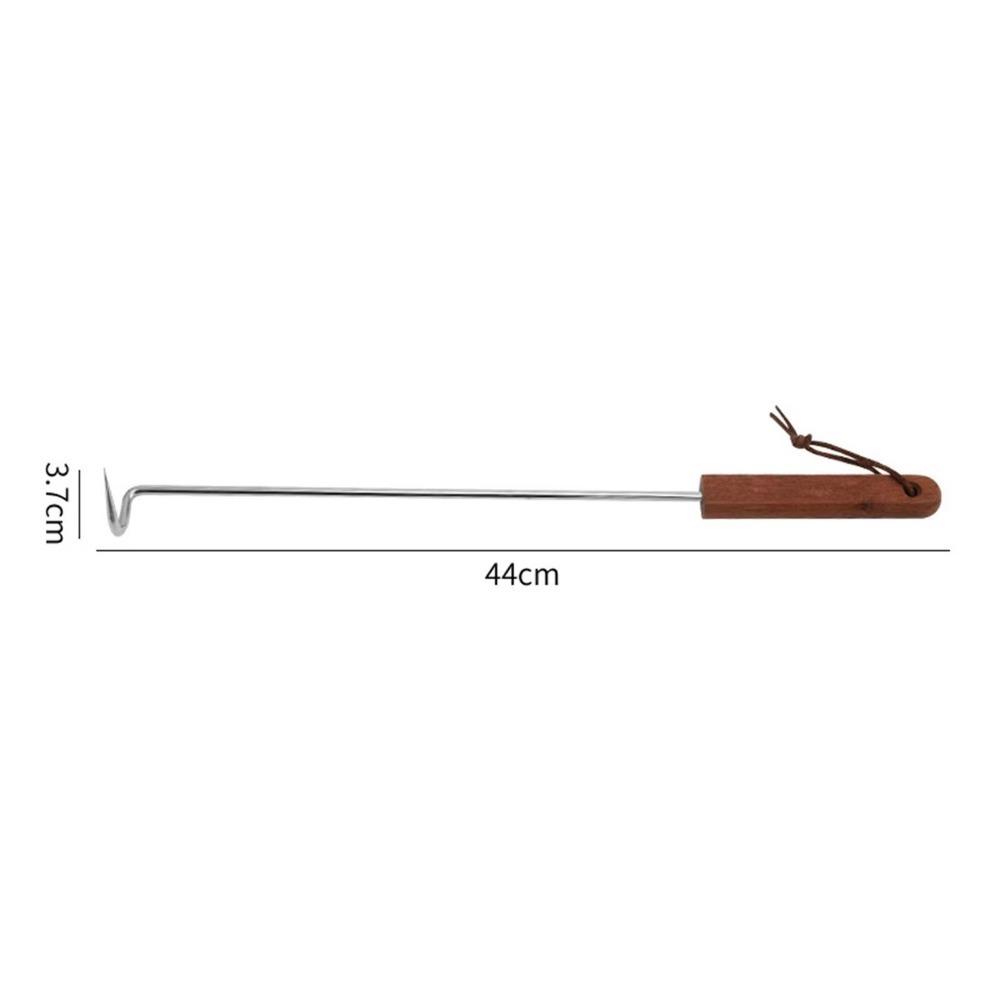 BBQ Meat Hook with Wooden Handle Food Flipper Hook Outdoor Meat Turner Hook  Easy To Clean