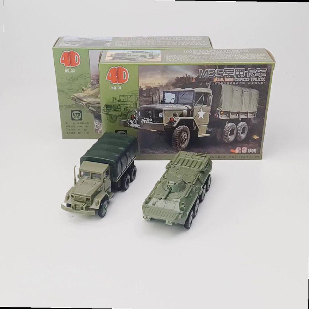 4D 1:72 DIY Model Building Kits Armoured Tank Plastic Toys Tank Truck