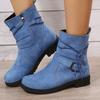 New Women Boots Retro Suede Casual Boot Fashion Side Zipper Ankle Boots for Women Breathable Canvas Cowboy Boots Botas Mujer