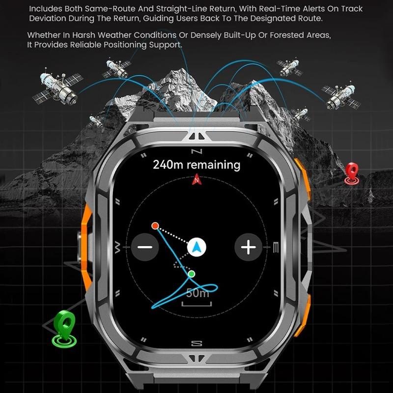 Новые смарт-часы с GPS 2025 для мужчин, 1,96-дюймовый HD AMOLED экран, компас, Bluetooth-звонки, водонепроницаемость 5 атм, спортивные смарт-часы для Android iOS