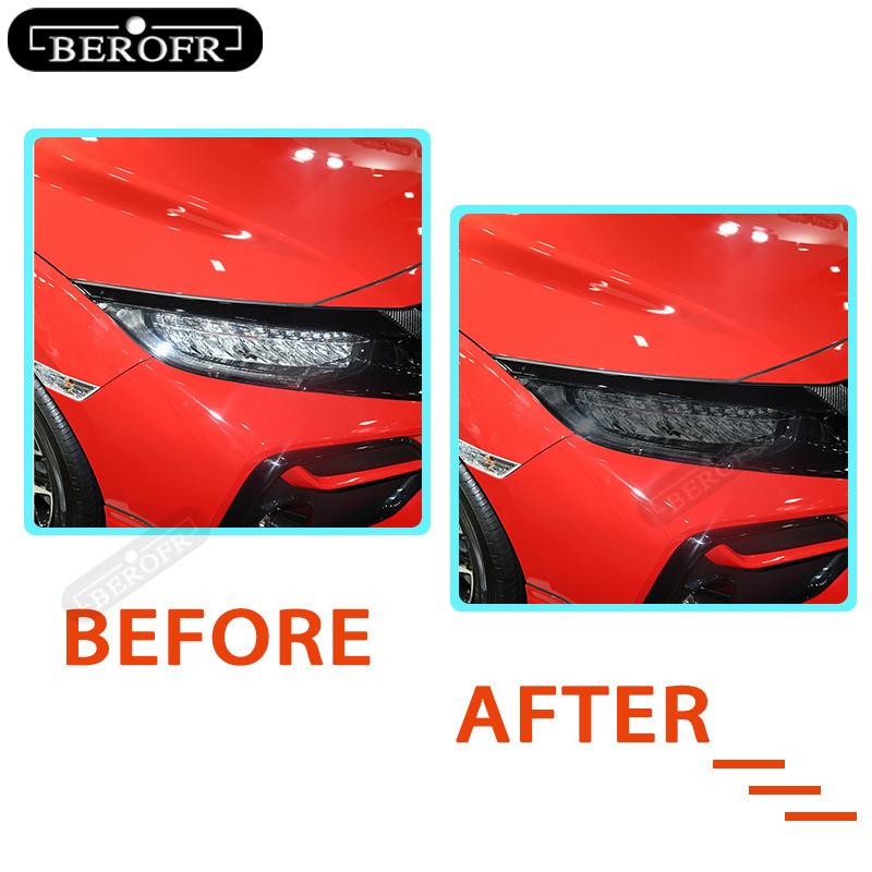 For Honda Civic 10th 2016- 19  TPU Car Headlight Film Protective Sticker Lamp Hoods Transparent Smoke Black Accessories