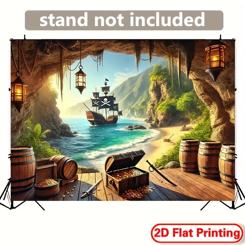 2D flat banner 1 piece - Pirate's Treasure Bay Adventure Background Banner - Polyester fabric wall decoration
