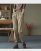 2025 Women's Elastic Waist Cotton Twill Harem Pants - Western Casual Style, Solid Color with Fashion Buttons