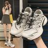 Fashion 2024 Autumn Women's Thick-soled Lace-up Mesh Breathable Fashion Casual Low-top Non-Slip Sports Shoes