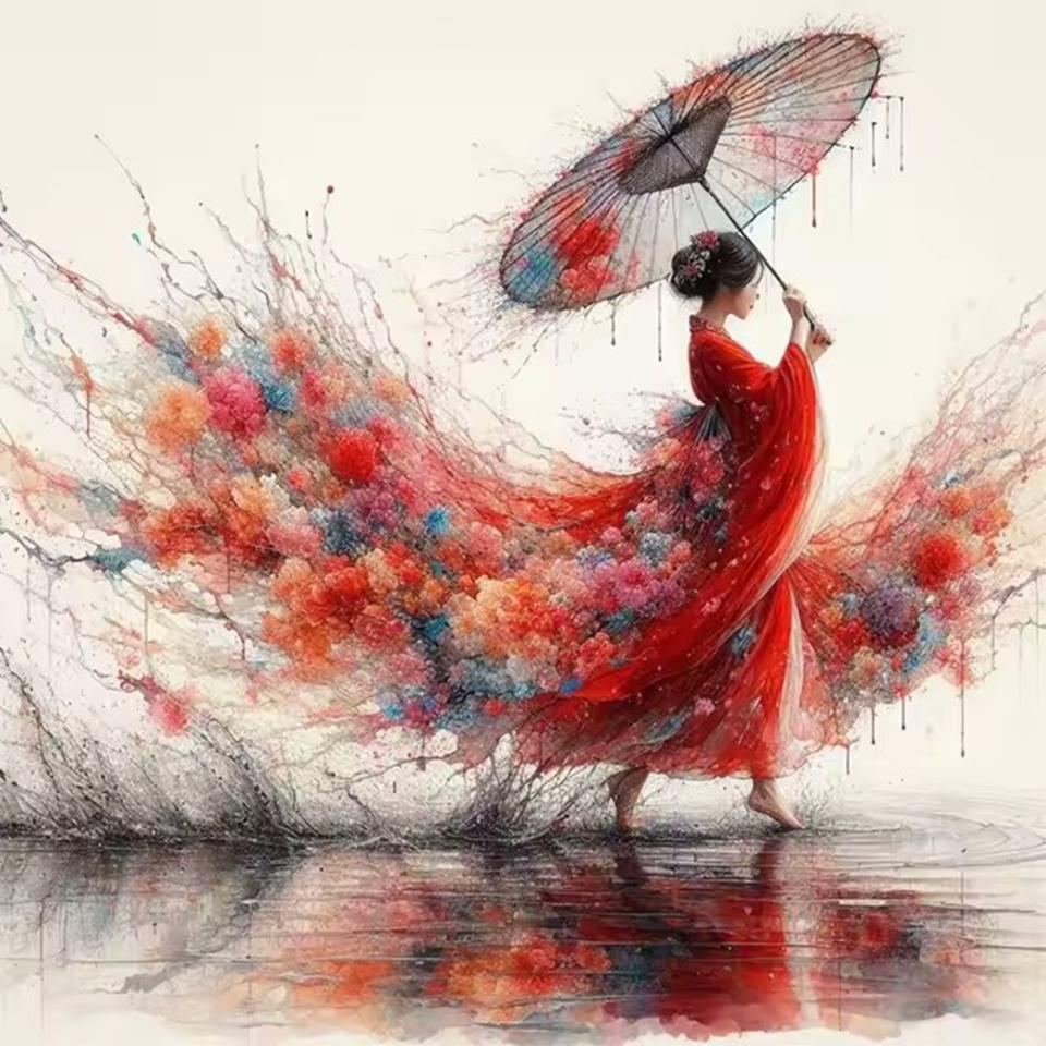 Картина со стразами Кристалл Декор Алмазная картина Женский зонтик 5D Вышивка крестом Алмазная вышивка Алмазная картина