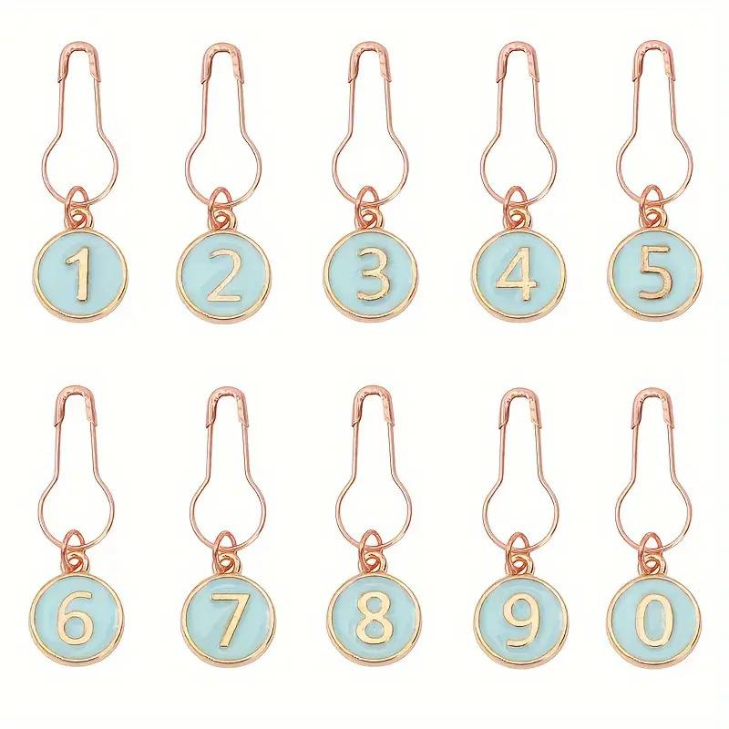 10-Pack Metal Sewing Supplies Organizer Enamel Numbered Embroidery Markers Crocheting Crochet and Knitting Tags Sewing Storage