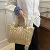 Large Capacity Quilted Tote Bag for Women Elegant Padded Solid Color Shoulder Bag for Vacation Casual Commuting Handbags