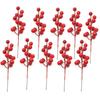 10pcs Christmas Artificial Berries Branches Decor Fake Flowers Plant for Xmas Tree DIY Holiday Wreath Craft Home Party Ornament