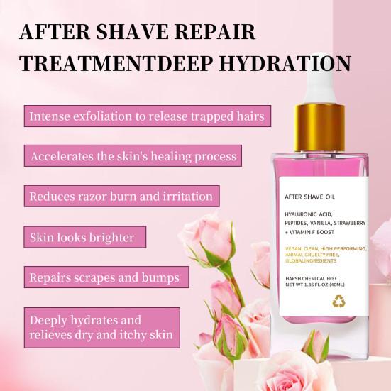 40ML Strawberry After Shave Oil Fruit Vanilla Extract Soothing Hydrating Women After Shave Ingrown Hair Treatment Essential Oil