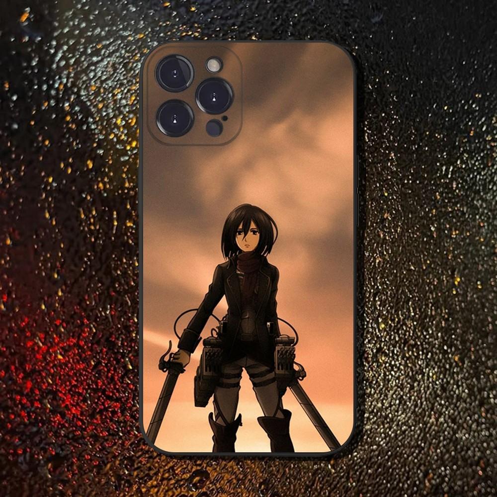 Чехол для телефона Attack on T-Titan Микаса для iPhone 16,15,14,13,12,11 Plus,Pro Max,XS,X,XR,SE,Mini,8,7, Мягкий силиконовый черный чехол