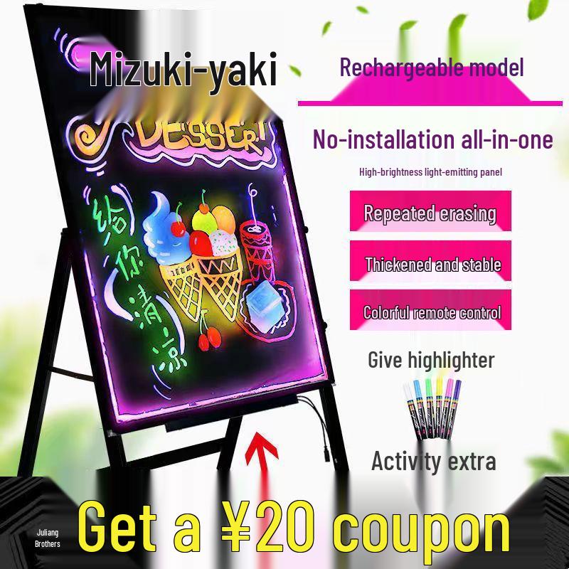 Светящаяся флуоресцентная доска для рекламы на ночном рынке и уличных киосках