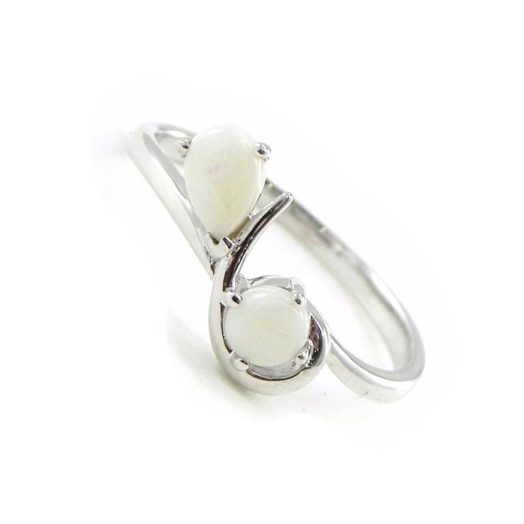 Les Trésors De Lily [I8851] - Silver Ring 'Opal Goddess' Silvery White (rhodium-plated) - 15x10 Mm
