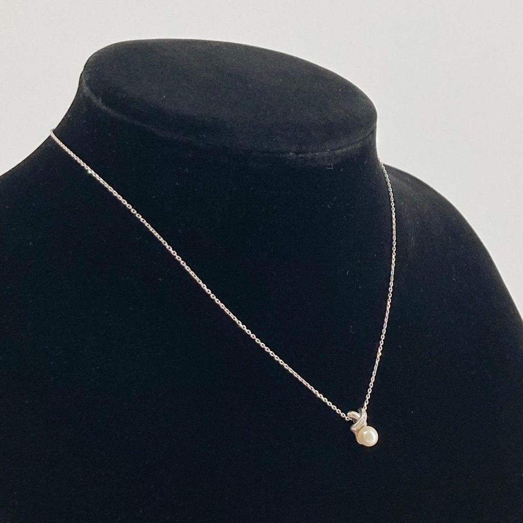 Б/у [Распространен купон на 8% скидку] TASAKI Алмаз x Жемчуг PT850/PT900 D0.02 Ожерелье 3,5 г Белое