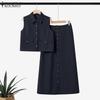 ZANZEA Womens Sleeveless Vest Tops and Long Skirts Summer Two Piece Suit Sets