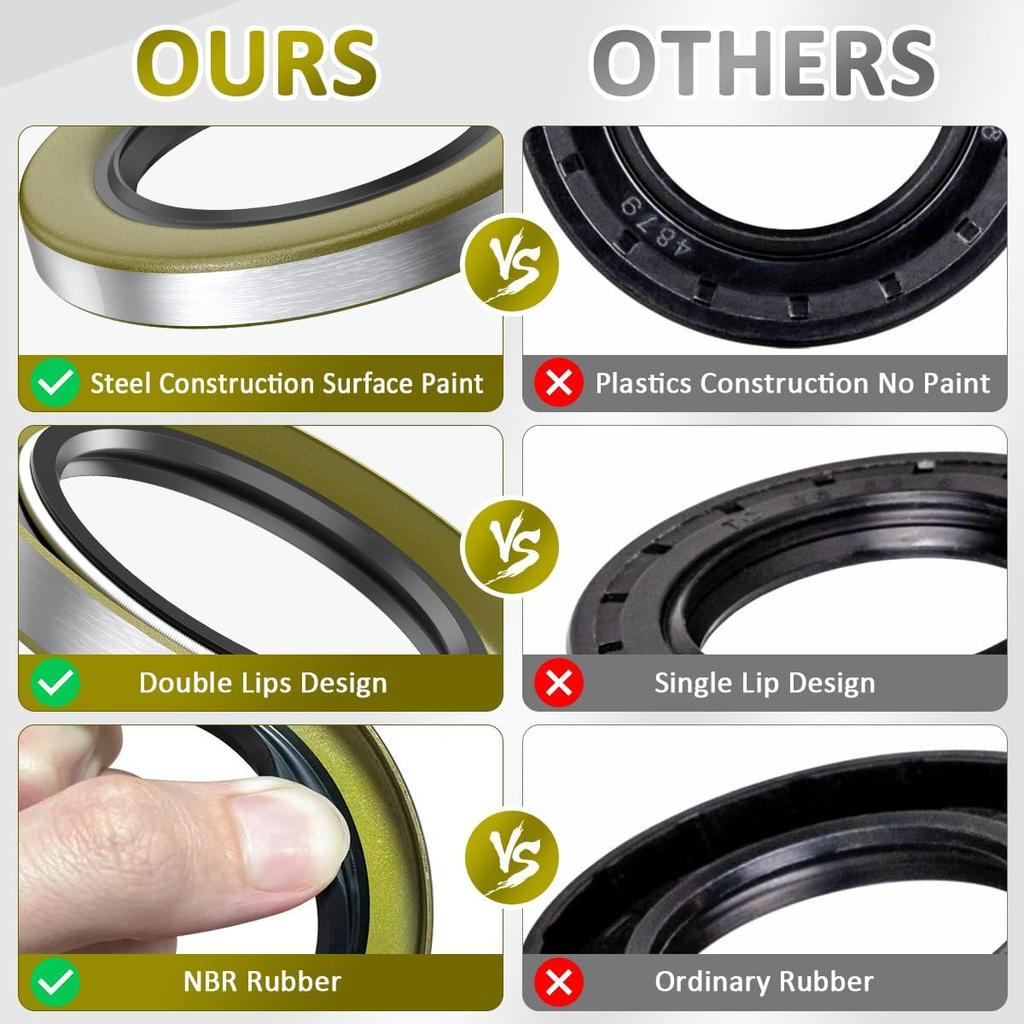 4 Pack 10-36-LOTOF4 Double Lip Grease Seal 2.25 x 3.376 for Dexter 010-036-00, TruRyde GS-2250DL, Texcom 22333TBN, National 452920, 482920, NOK