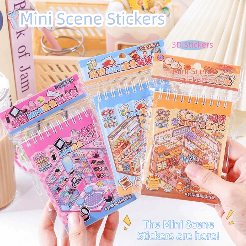 Cartoon Miniature Landscape Sticker Collection Decorative DIY Cabin Scene Sticker Toy