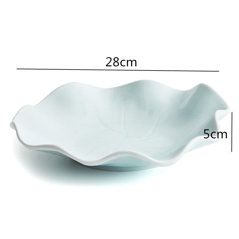 Керамическая тарелка в виде листа лотоса, суповая тарелка, обеденные тарелки, поднос для фруктов, салатница, десертная чаша, особая посуда, декоративные тарелки