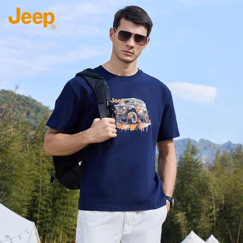 Jeep Мужская футболка с коротким рукавом из 100% хлопка
