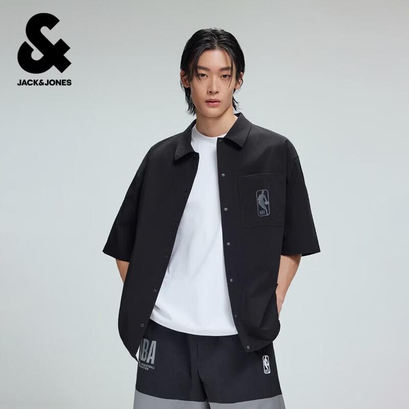 Jack&Jones Мужская рубашка с коротким рукавом и воротником NBA, свободный крой