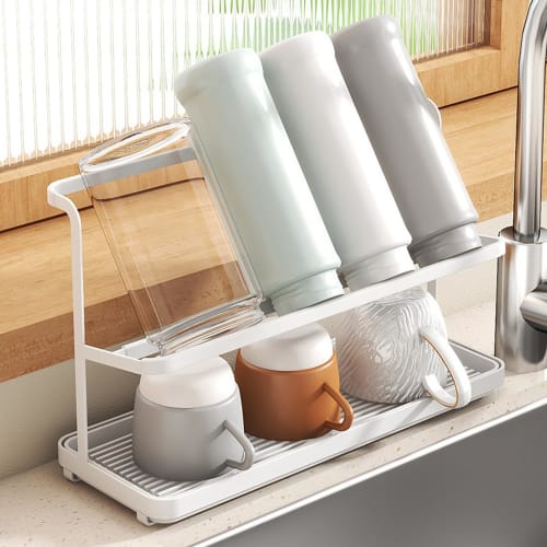 Bottle Stand, Draining Rack, Water Bottle Stand, Jug Bottle Stand, Water Bottle Drying Rack, Mug Bottle Drying Rack, Non-Slip Bar, Draining Tray, Appr