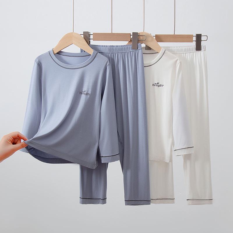 Летний детский модальный пижамный комплект: Короткий рукав и шорты, Домашняя одежда для парного ношения родитель-ребенок, Для мальчиков и девочек, Костюм для кондиционирования воздуха