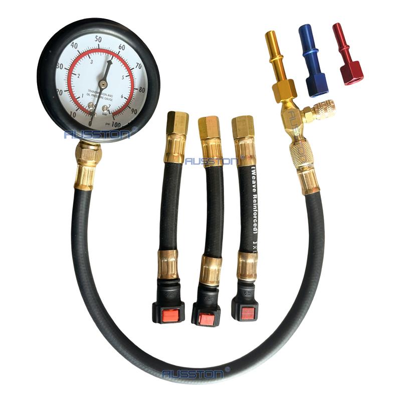 Quick Connection Fuel Pressure Tester Gauge Tools Kit 0-100 PSI with 9.49, 7.89, 6.30 Fuel Line Suitable for More Car RV Engine