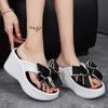 Fashion Fashion Bowknot Wedge Flip Flops Women Super High Heels Thick Bottom Eva Slippers Woman Summer Clip Toe Chunky Platform Sandals