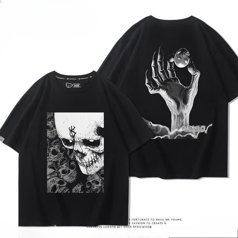 Футболка из 100% хлопка с фирменным принтом воинов аниме Berserk Guts летняя мужская повседневная уличная одежда с короткими рукавами
