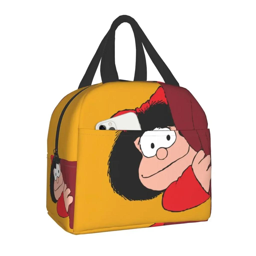 Mafalda Quino Comics Thermal Insulated Lunch Bag Resuable Lunch Box for Women Kids Outdoor Camping Travel Food Storage Bags