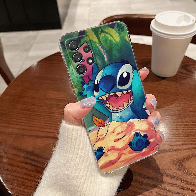 Прозрачный чехол для Samsung Galaxy A57 A37 A56 5G A36 Чехлы A55 A54 A35 A26 A07 A17 A16 A06 A34 A15 Мягкая накладка Мультяшный Стич Дисней