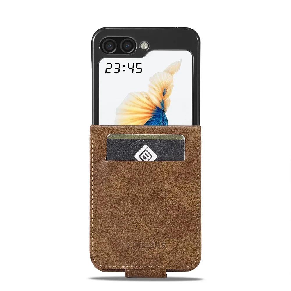 Роскошный кожаный чехол-кошелек для Samsung Galaxy Z Flip 7 fe 6 5 4 3 Flip7 Flip6 5G Чехол для телефона с держателем для карт Блокировка RFID
