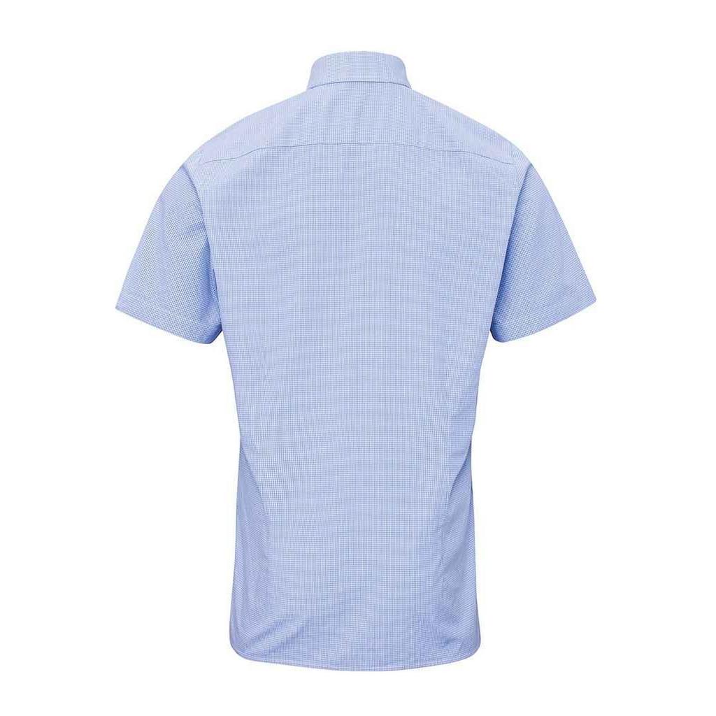 Premier Мужская хлопковая рубашка в мелкую клетку с короткими рукавами