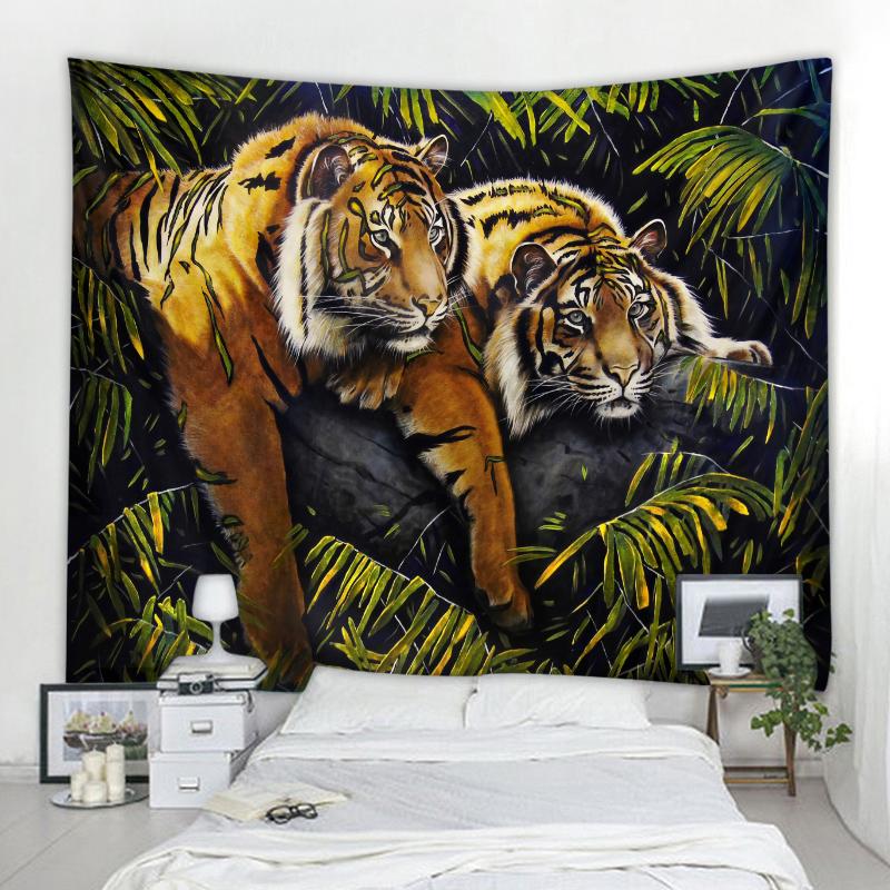 Мандала Бохо Настенный гобелен Подвесной Спальня Гостиная Лесной Тигр Декоративный гобелен Животное Декоративный гобелен