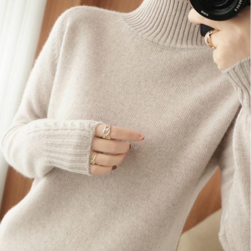 Осень и зима Новый полувысокий воротник трикотажный базовый свитер женские топы модный толстый длинный рукав облегающий пуловер женские свитера элегантный джемпер 25279