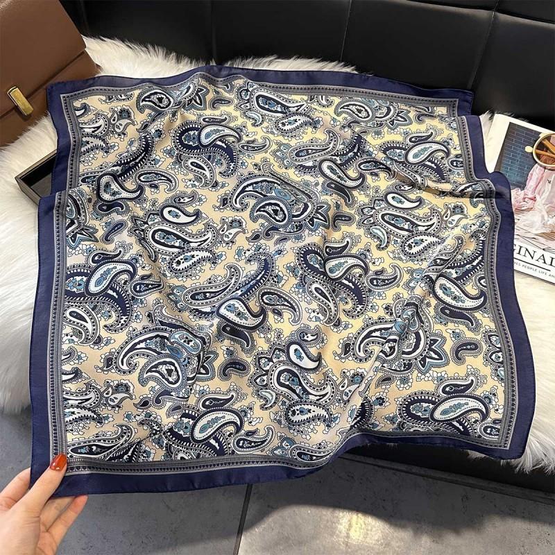 70x70cm Lightweight Silk-Look Square Scarf Women French Chic Hair Band Office Accessory Viscose 96%