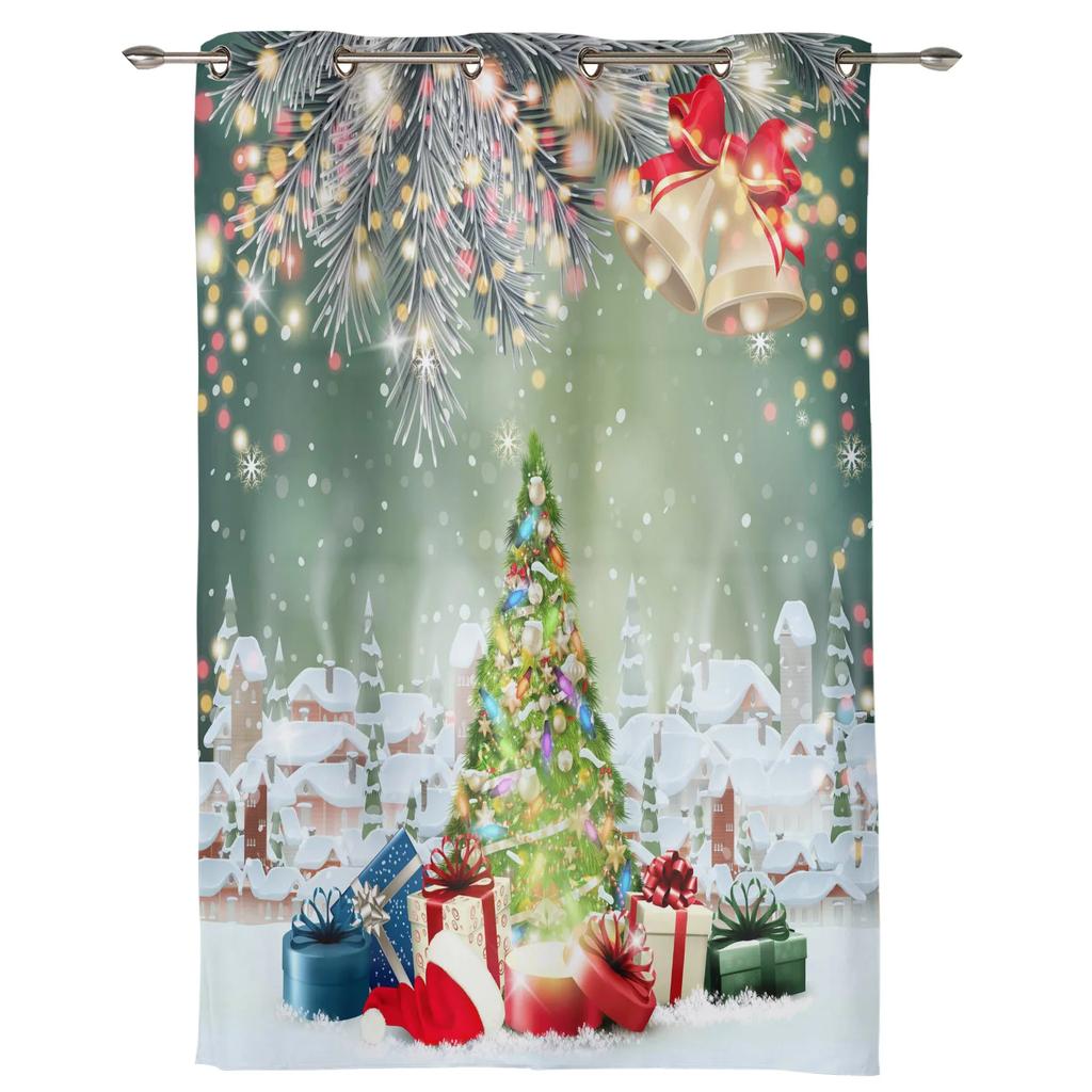Рождественская елка Подарочные колокольчики Деревня Снег Оконные шторы Декор для дома Спальня Кухня Гостиная Рождественские украшения Рождественские подарки