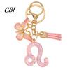 Lightweight Keychain Pendant, The Zodiac Charm with Butterfly Small Gift Tassel, Metal Keyring for Handbag Backpack Bag Pendant Key Organizer