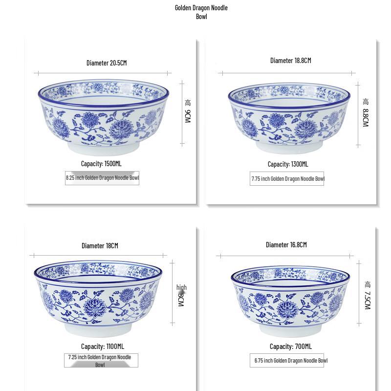Blue and White Ceramic Noodle Bowl