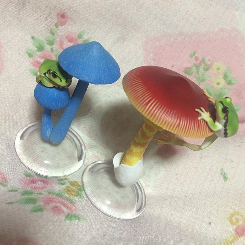 Authentic Japanese Ikimon Series 2 Mushroom And Rain Frog Realistic Fly Agaric Figure Ornament Keychain Collectible