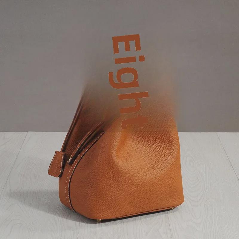 2025 Модная сумка-ведро из коровьей кожи для ланча и пикника